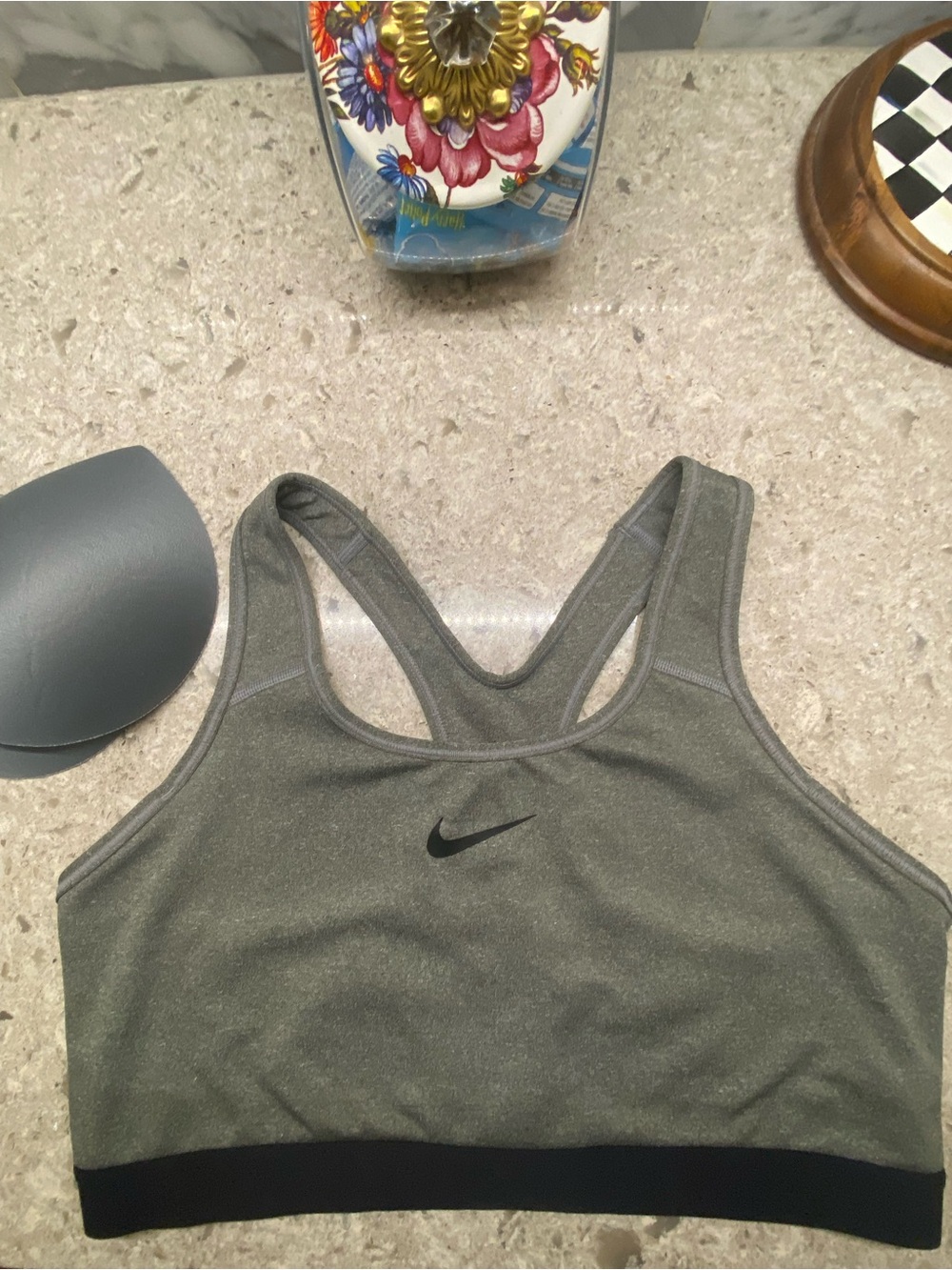 Nike Heather Gray Racerback Sports Bra with Black Band